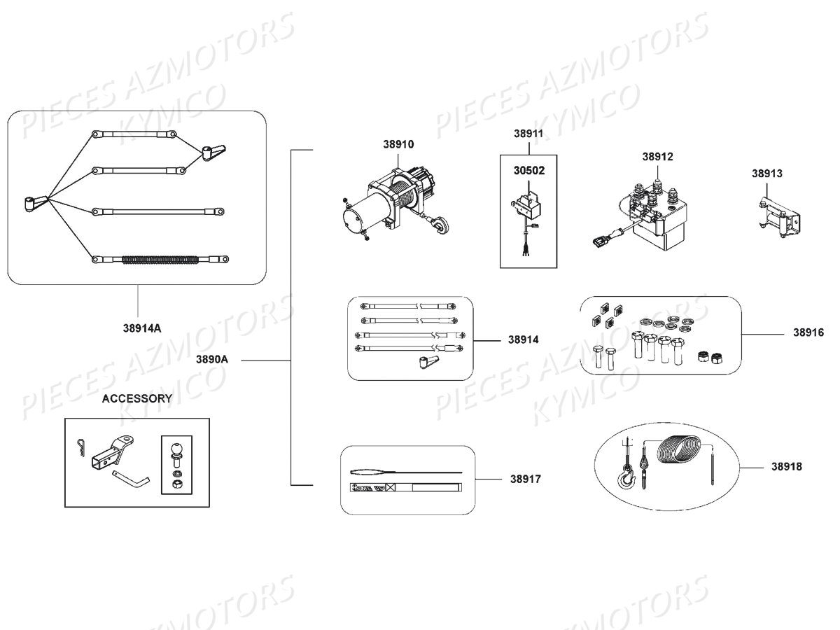 Equipement Accessoires KYMCO Pièces Quad MXU 500I DX IRS 4T EURO2 (LDA0BE)
