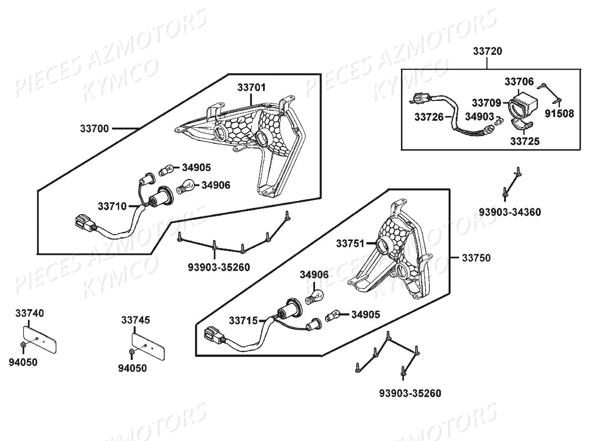 Feux Arriere KYMCO Pièces Quad MXU 500I DX IRS 4T EURO2 (LDA0BE)

