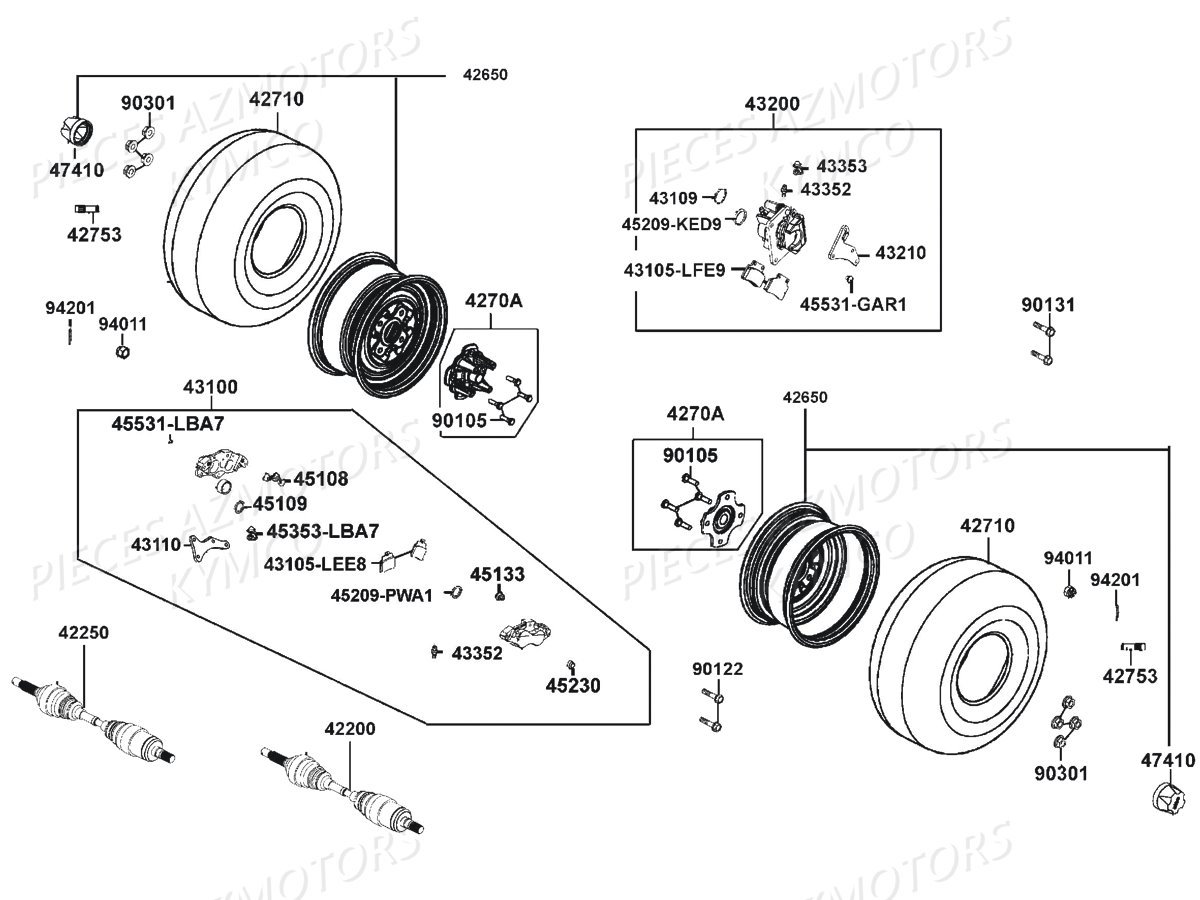 ROUES ARRIERE KYMCO MXU 500 DX IRS