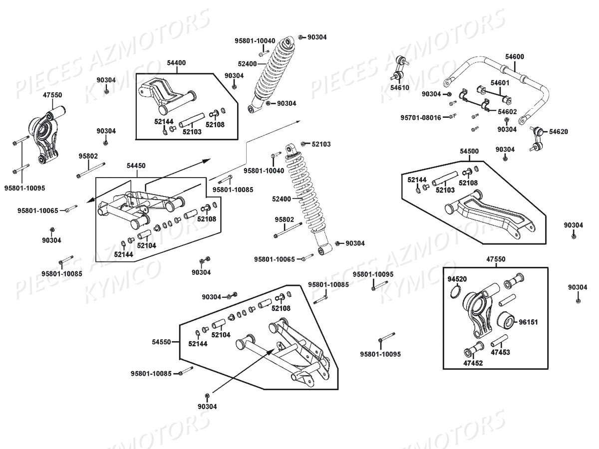 Suspension Arriere KYMCO Pièces Quad MXU 500I DX IRS 4T EURO2 (LDA0BE)
