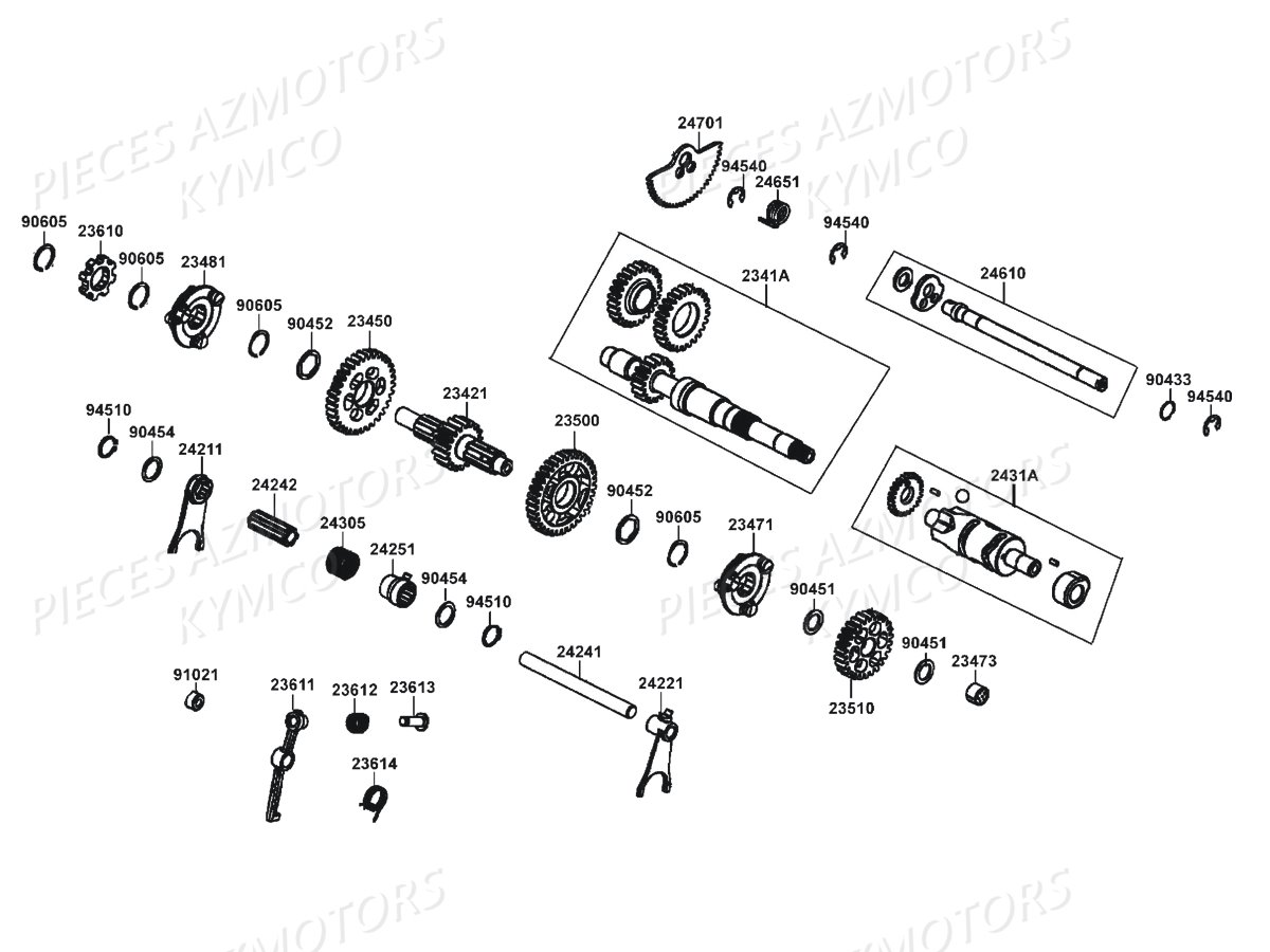 Transmission Embrayage KYMCO Pièces Quad MXU 500I DX IRS 4T EURO2 (LDA0BE)