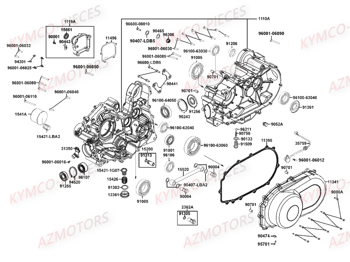 Carters Moteur KYMCO Pièces MXU 550I IRS 4T EURO4 (LEA0EF)