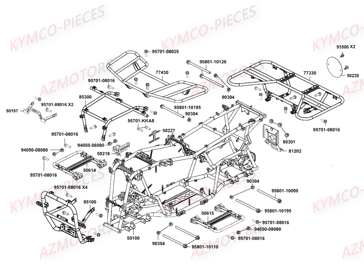 Chassis Porte Paquet KYMCO Pièces MXU 550I IRS 4T EURO4 (LEA0EF)