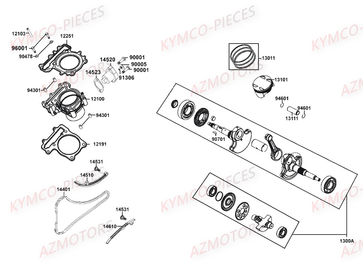 CYLINDRE_PISTON KYMCO Pièces MXU 550I IRS 4T EURO 4