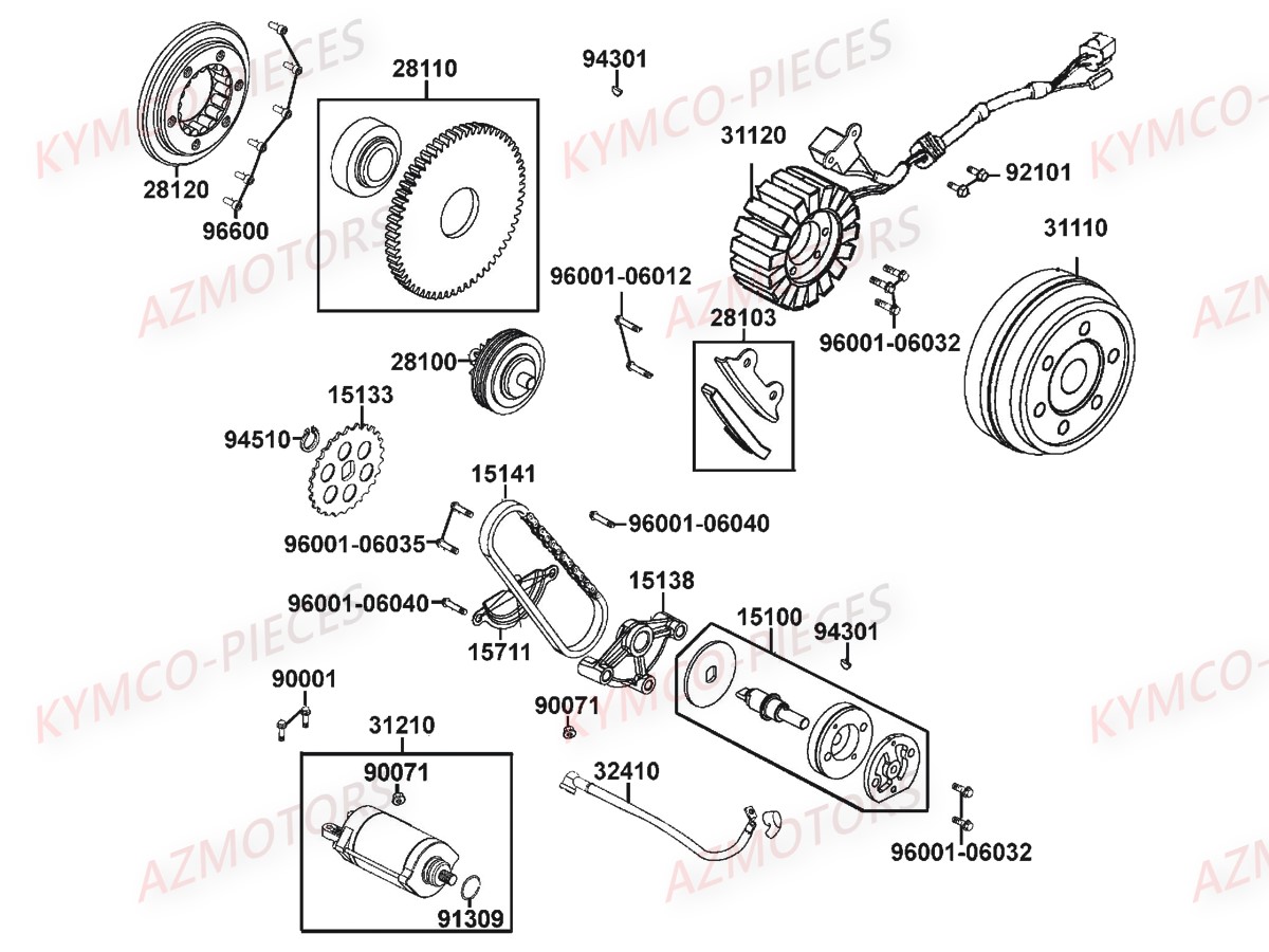 Demarreur Allumage KYMCO Pièces MXU 550I IRS 4T EURO4 (LEA0EF)