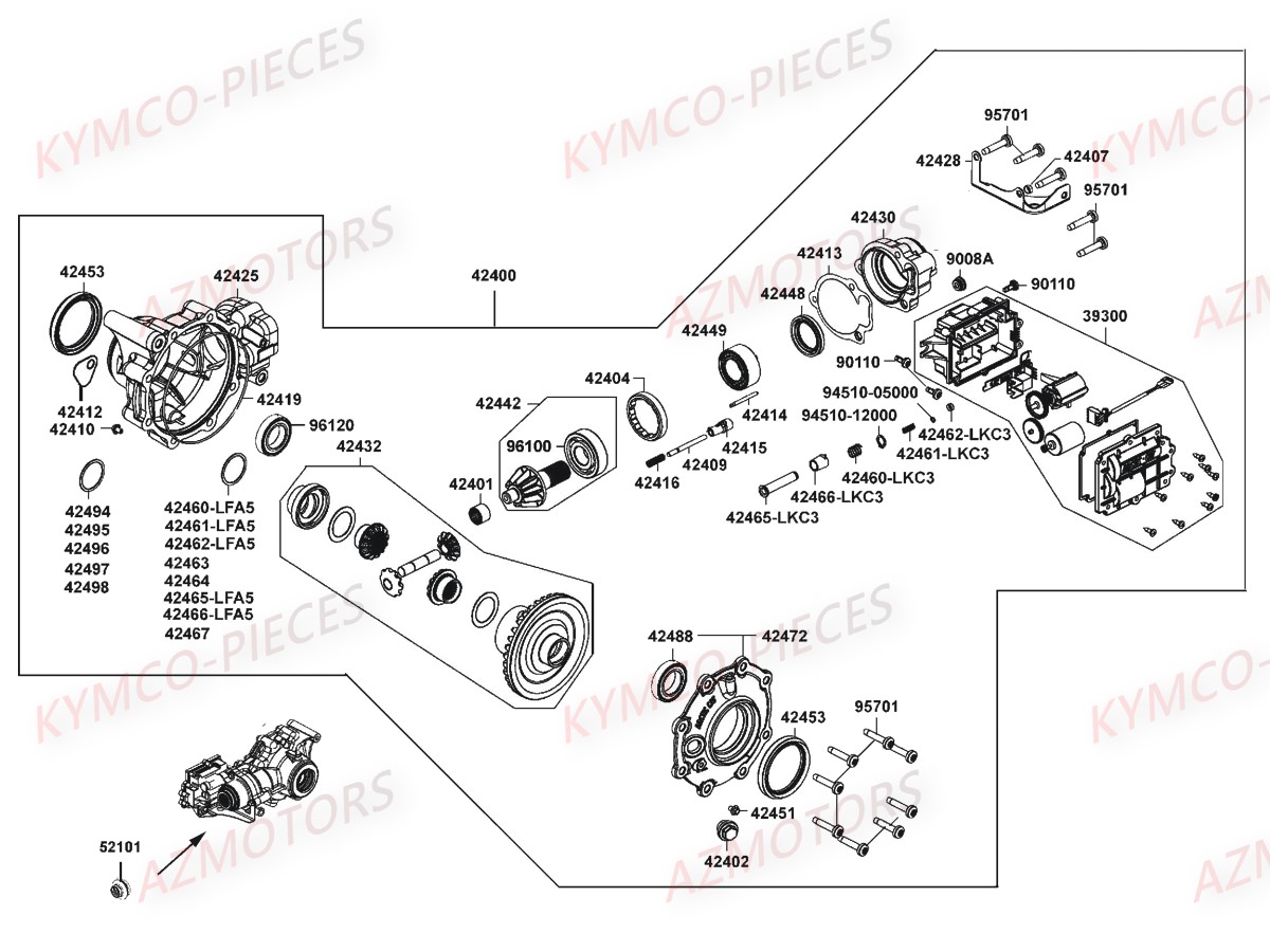 DIFFERENTIEL_ARRIERE KYMCO Pièces MXU 550I IRS 4T EURO 4