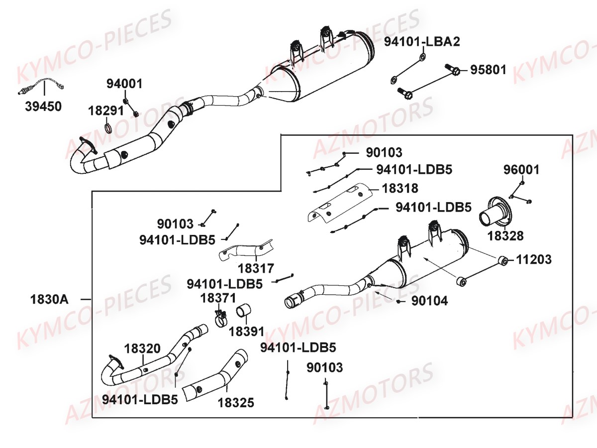 ECHAPPEMENT KYMCO Pièces MXU 550I IRS 4T EURO 4