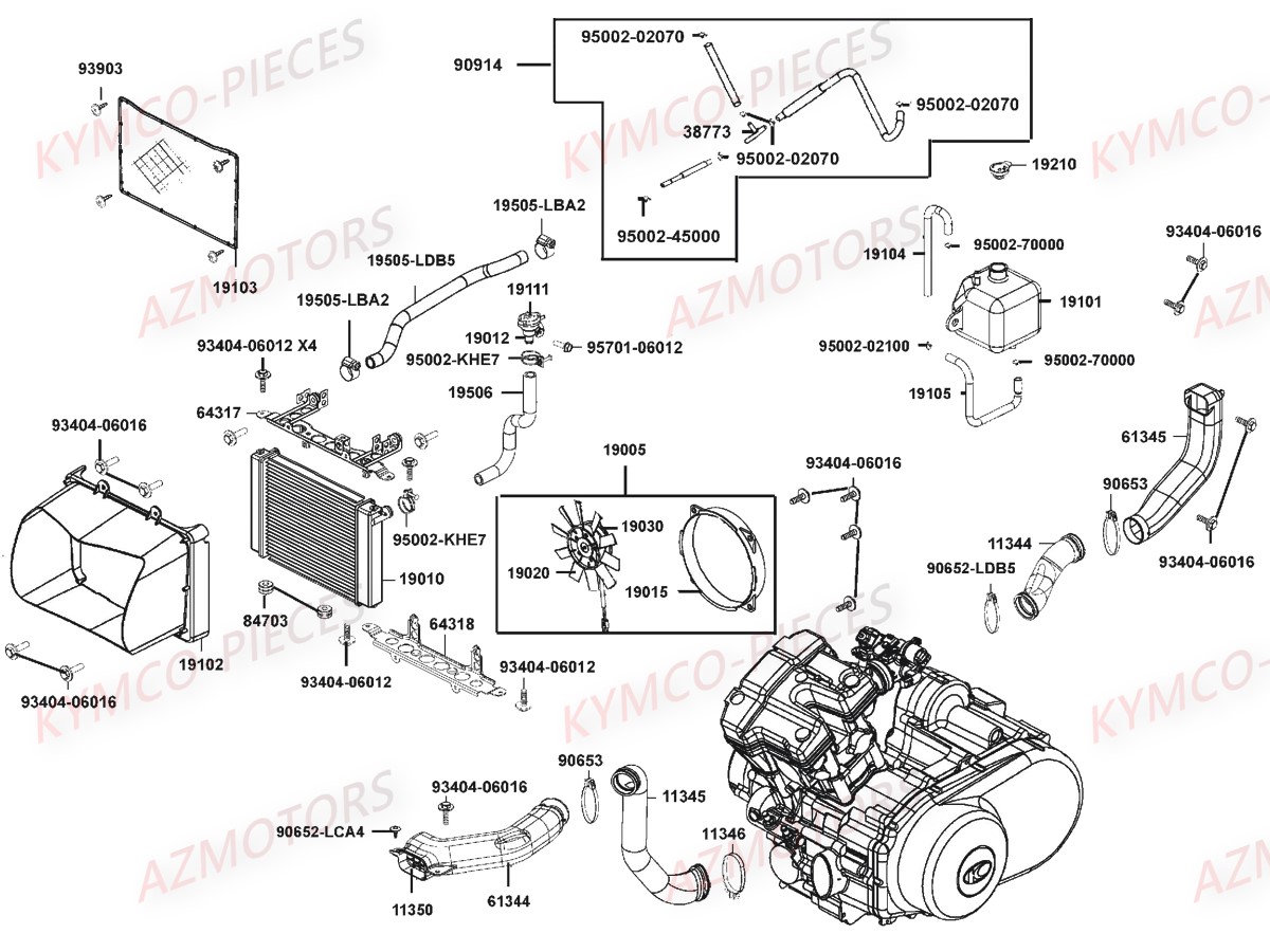 REFROIDISSEMENT KYMCO Pièces MXU 550I IRS 4T EURO 4