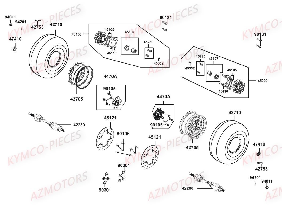 PNEU ARRIERE MAXXIS M916 25/10-12 (50J) KYMCO pour ROUES ARRIERE de MXU 550I E4
