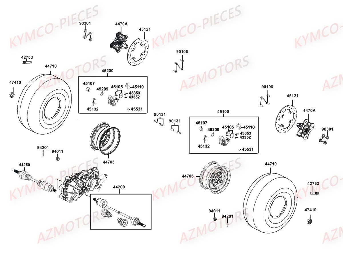 ROUES_AVANT KYMCO Pièces MXU 550I IRS 4T EURO 4