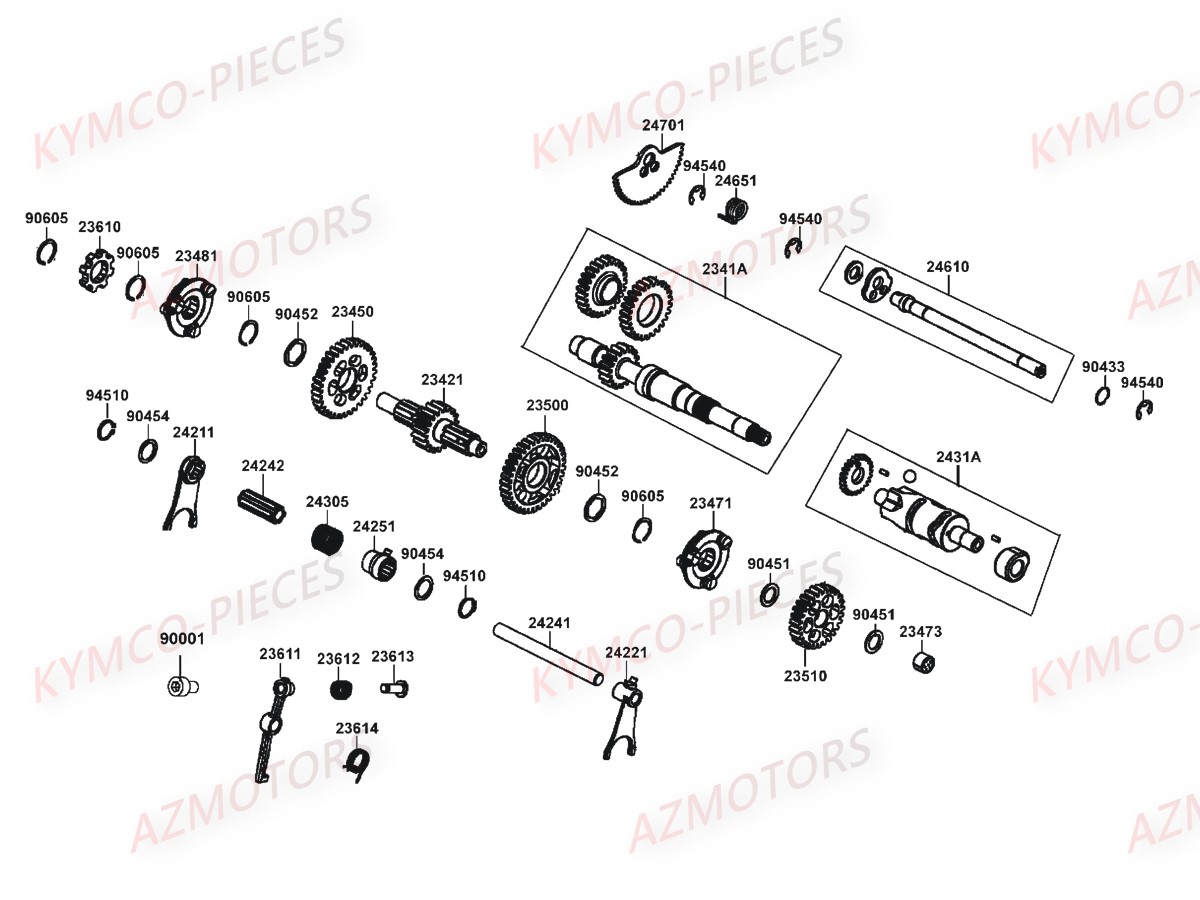 Transmission Primaire KYMCO Pièces MXU 550I IRS 4T EURO4 (LEA0EF)