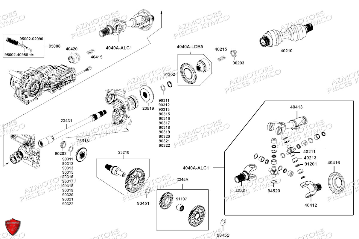 Arbre De Reduction KYMCO Pièces MXU 550I EPS IRS 4T T3B (LEA0LK)