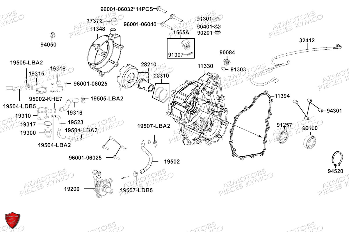 Carter Droit Pompe A Eau KYMCO Pièces MXU 550I EPS IRS 4T T3B (LEA0LK)