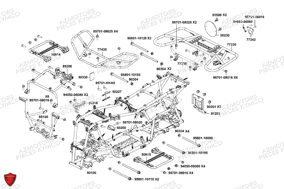 Chassis Porte Paquets KYMCO Pièces MXU 550I EPS IRS 4T T3B (LEA0LK)