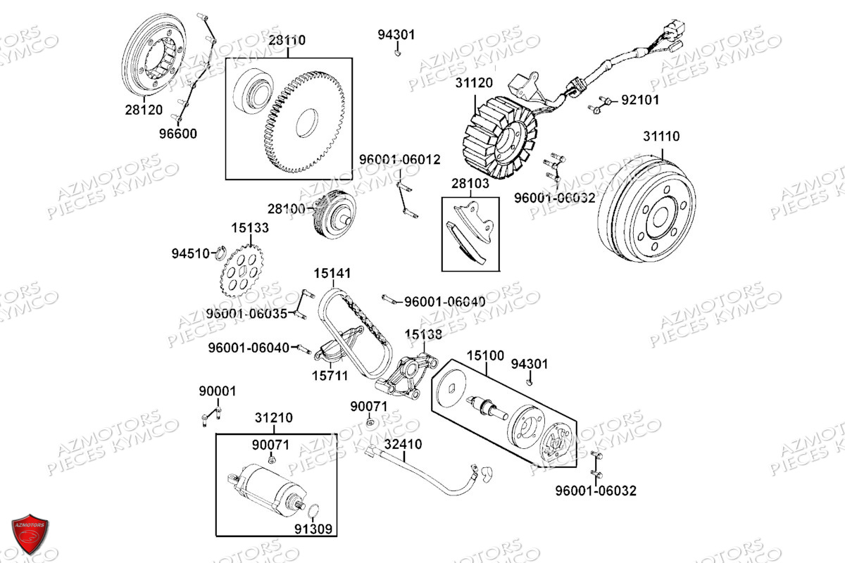 Demarreur Allumage Pompe A Huile KYMCO Pièces MXU 550I EPS IRS 4T T3B (LEA0LK)
