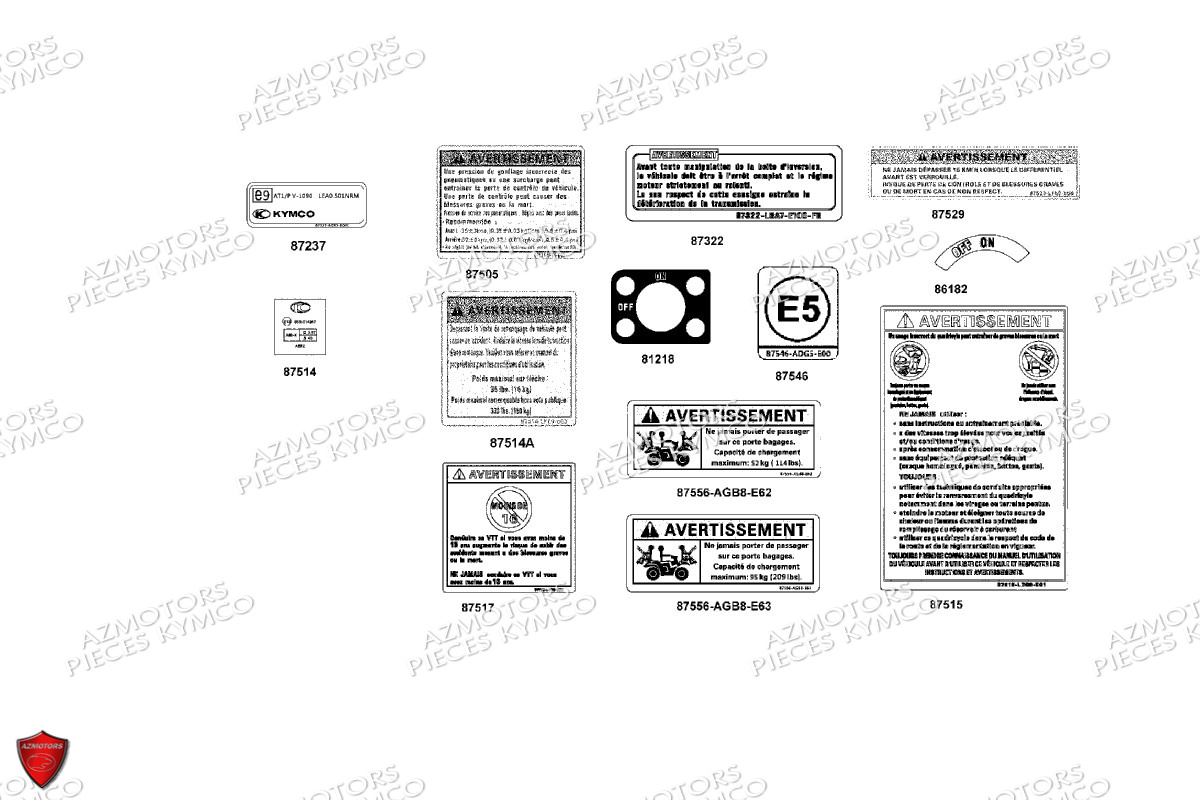 Label De Securite KYMCO Pièces MXU 550I EPS IRS 4T T3B (LEA0LK)