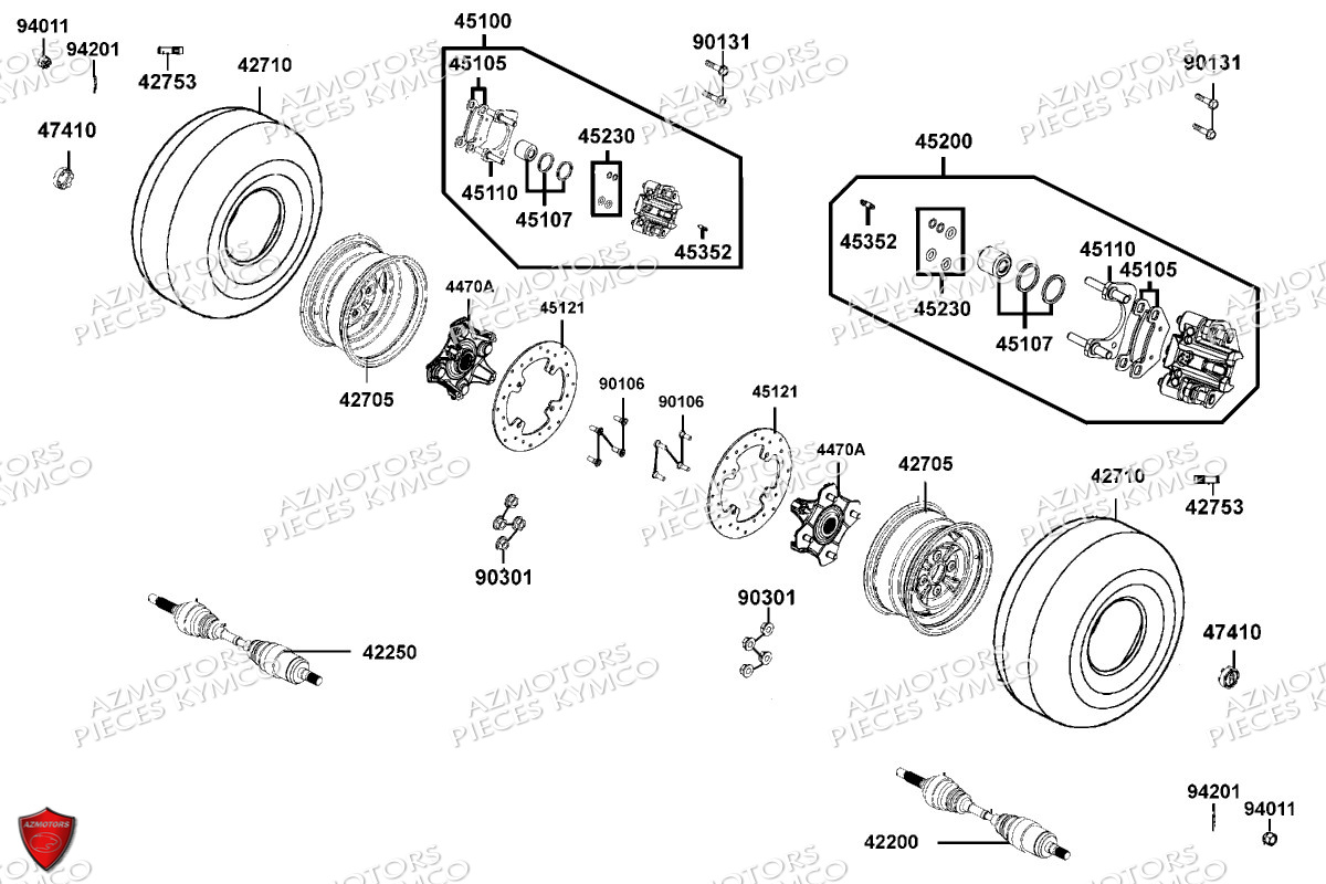 Roues Arriere KYMCO Pièces MXU 550I EPS IRS 4T T3B (LEA0LK)