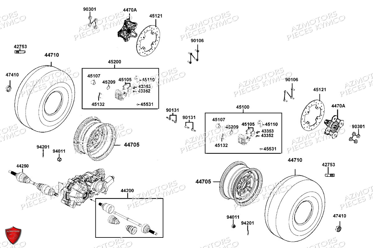 Roues Avant KYMCO Pièces MXU 550I EPS IRS 4T T3B (LEA0LK)