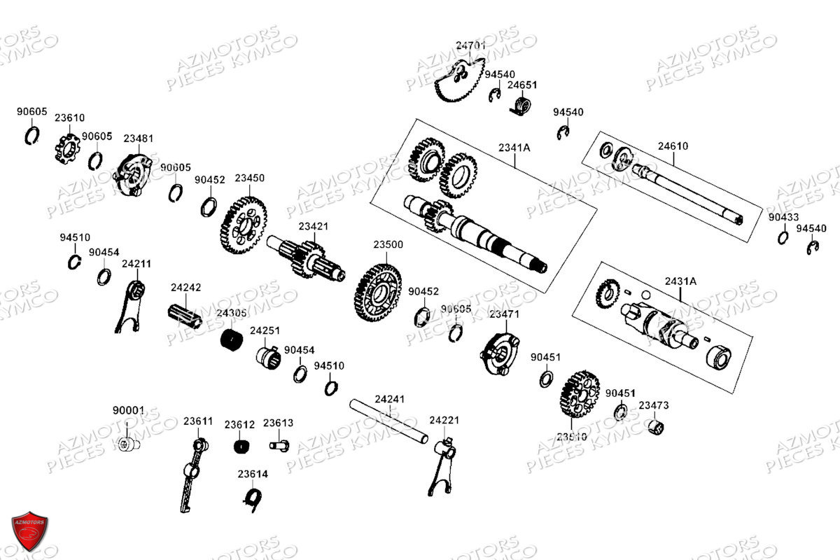 Transmission Primaire KYMCO Pièces MXU 550I EPS IRS 4T T3B (LEA0LK)