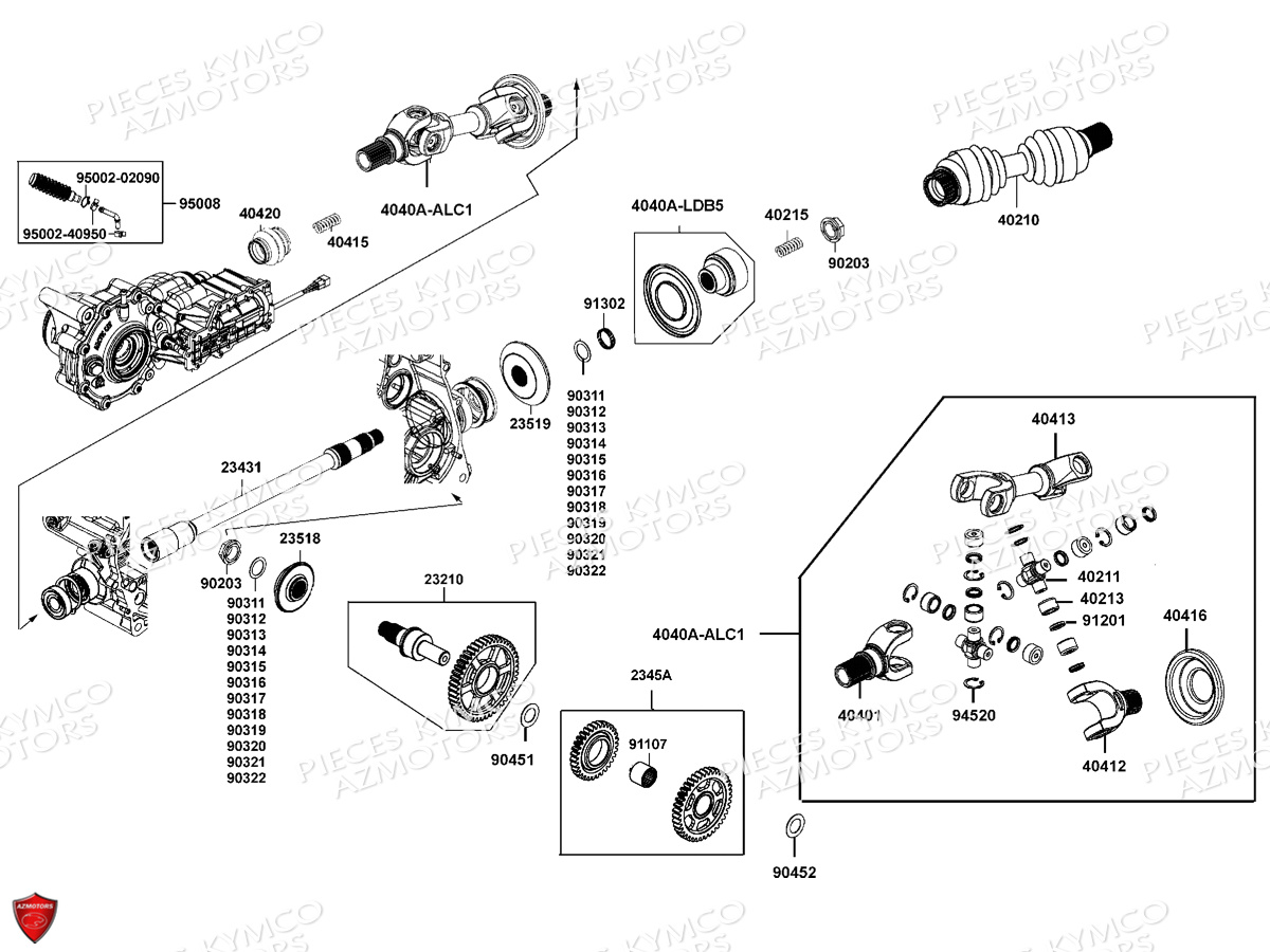 ARBRE_DE_REDUCTION KYMCO Pièces MXU 550I EPS IRS 4T T3B (LEA0LD)