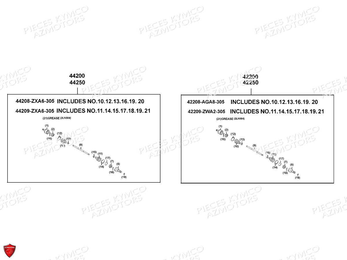 Cardan Detail KYMCO Pièces MXU 550I EPS IRS 4T T3B (LEA0LD)