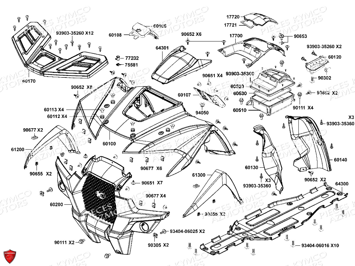 Carenages Avant KYMCO Pièces MXU 550I EPS IRS 4T T3B (LEA0LD)