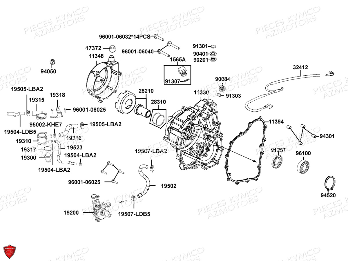 Carter Droit Pompe A Eau KYMCO Pièces MXU 550I EPS IRS 4T T3B (LEA0LD)