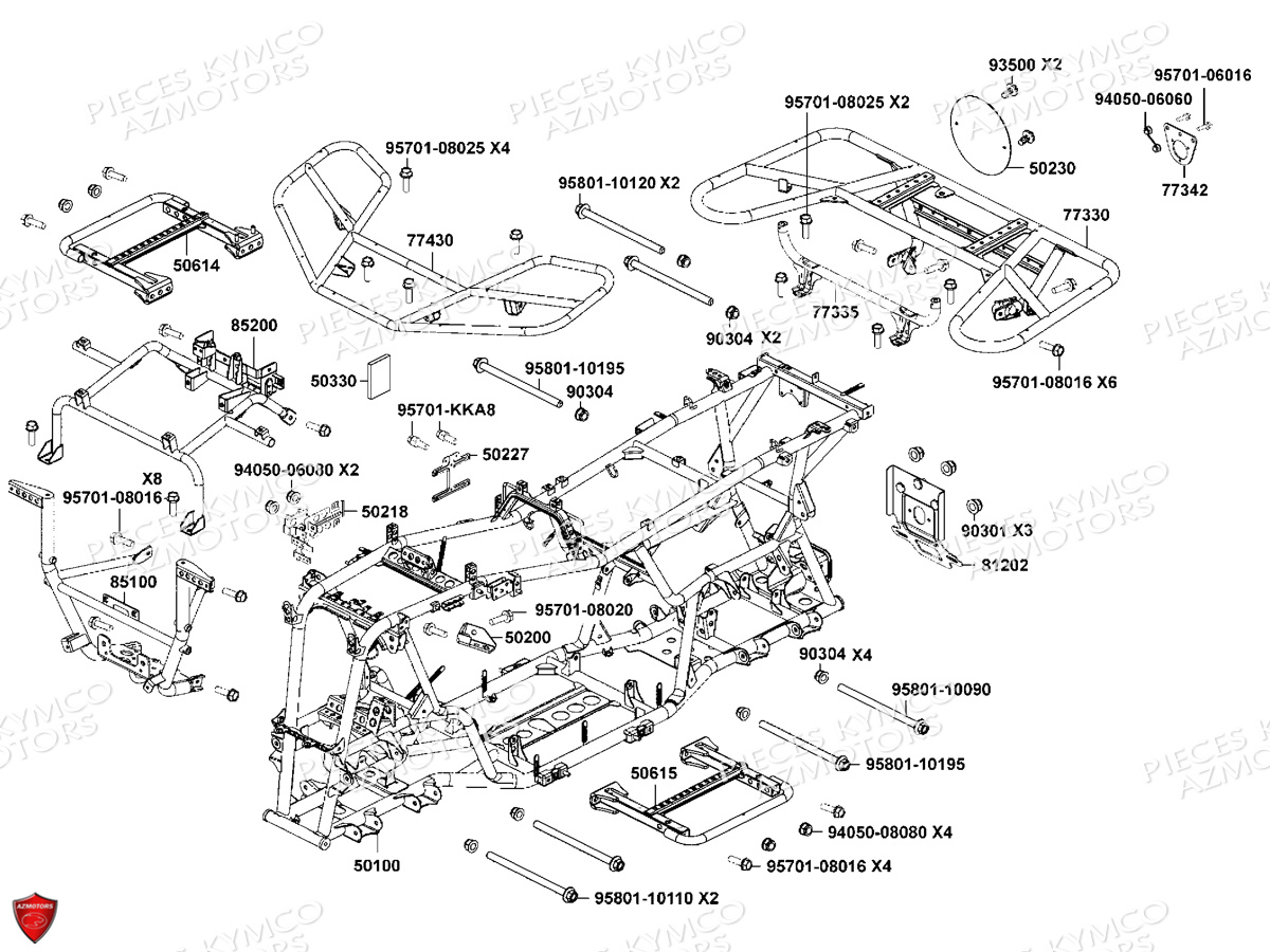 Chassis Porte Paquets KYMCO Pièces MXU 550I EPS IRS 4T T3B (LEA0LD)