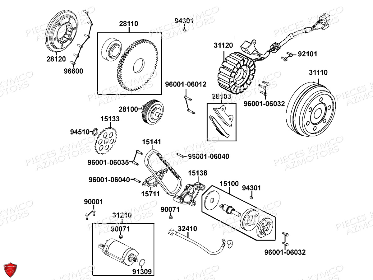 Demarreur Allumage KYMCO Pièces MXU 550I EPS IRS 4T T3B (LEA0LD)