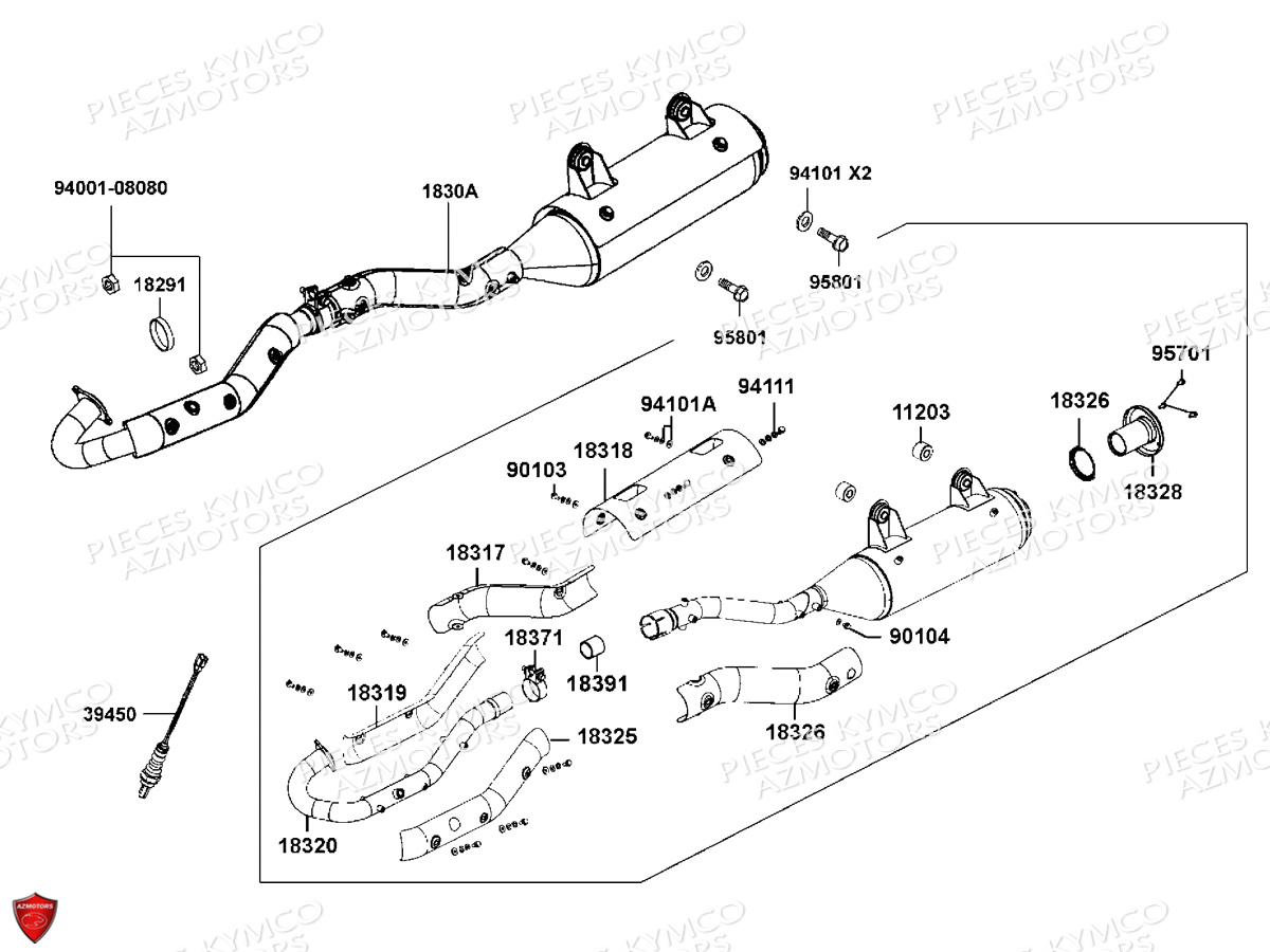 Echappement KYMCO Pièces MXU 550I EPS IRS 4T T3B (LEA0LD)