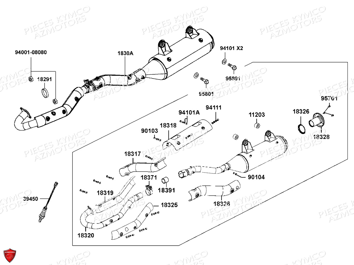 ECHAPPEMENT KYMCO Pièces MXU 550I EPS IRS 4T T3B (LEA0LD)