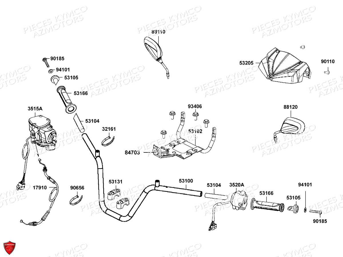 GUIDON RETROVISEURS pour MXU 550I EPS IRS T3B