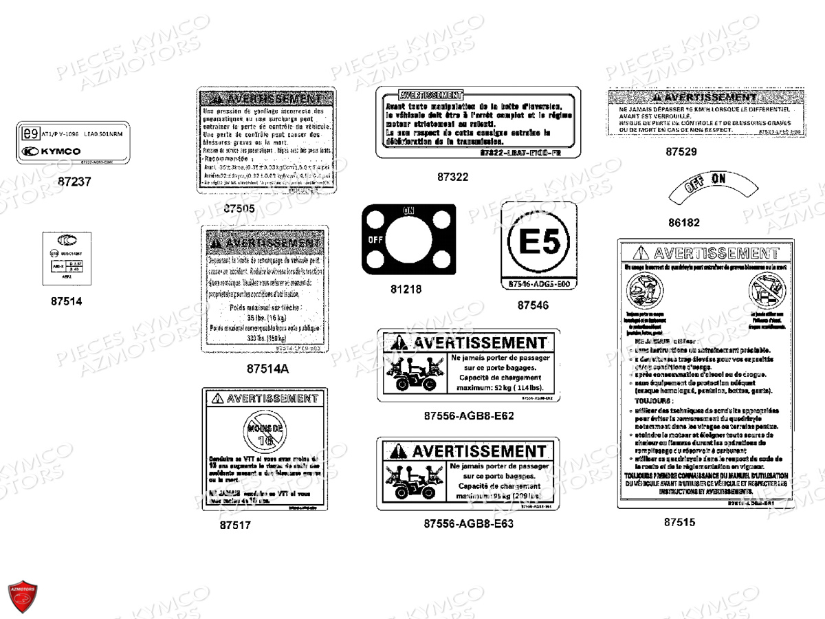 Label De Securite KYMCO Pièces MXU 550I EPS IRS 4T T3B (LEA0LD)