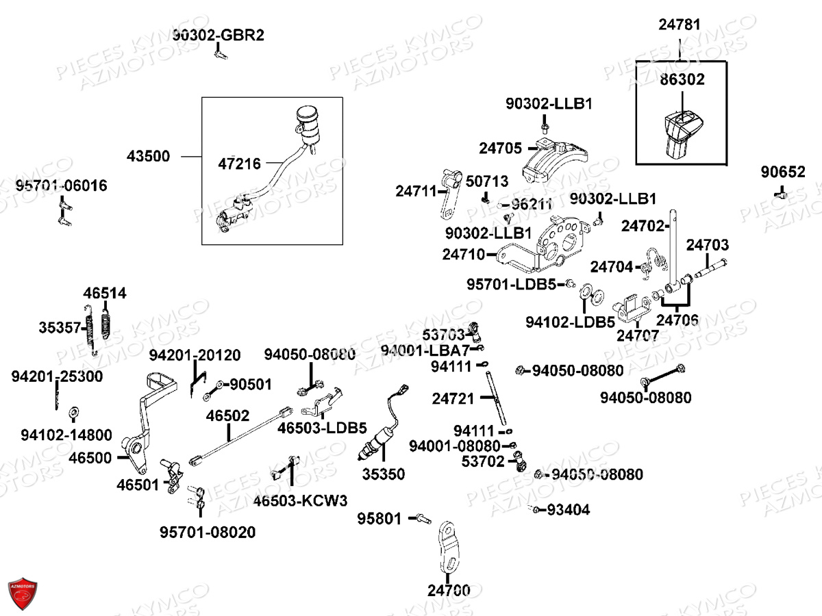 MAITRE_CYLINDRE_ARRIERE_SELECTION KYMCO Pièces MXU 550I EPS IRS 4T T3B (LEA0LD)