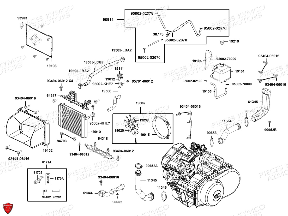 REFROIDISSEMENT KYMCO Pièces MXU 550I EPS IRS 4T T3B (LEA0LD)