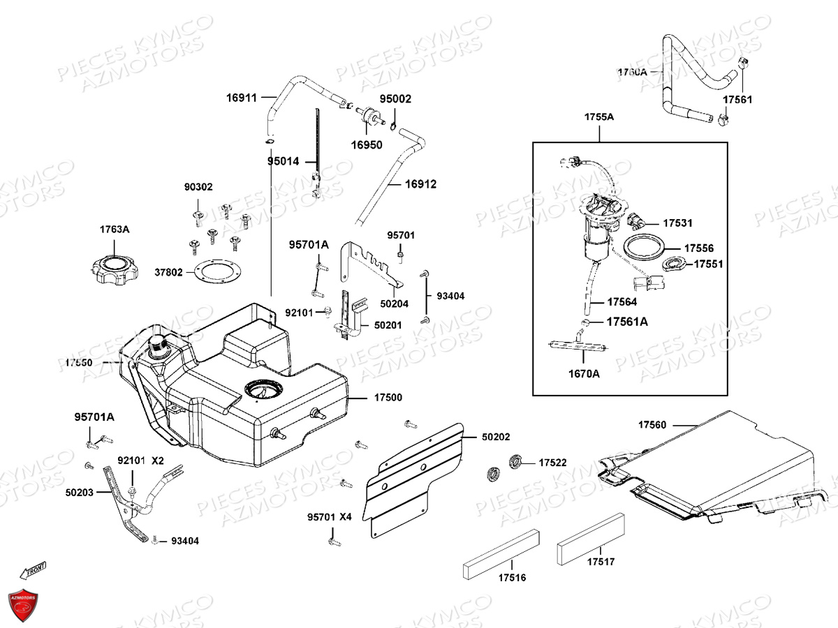 Reservoir A Carburant KYMCO Pièces MXU 550I EPS IRS 4T T3B (LEA0LD)