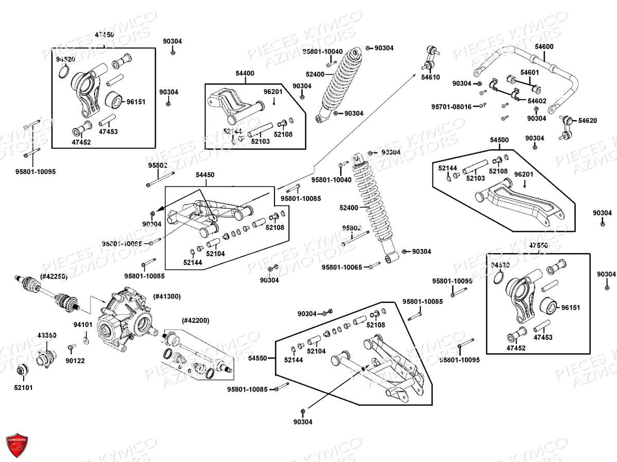 SUSPENSION_ARRIERE KYMCO Pièces MXU 550I EPS IRS 4T T3B (LEA0LD)