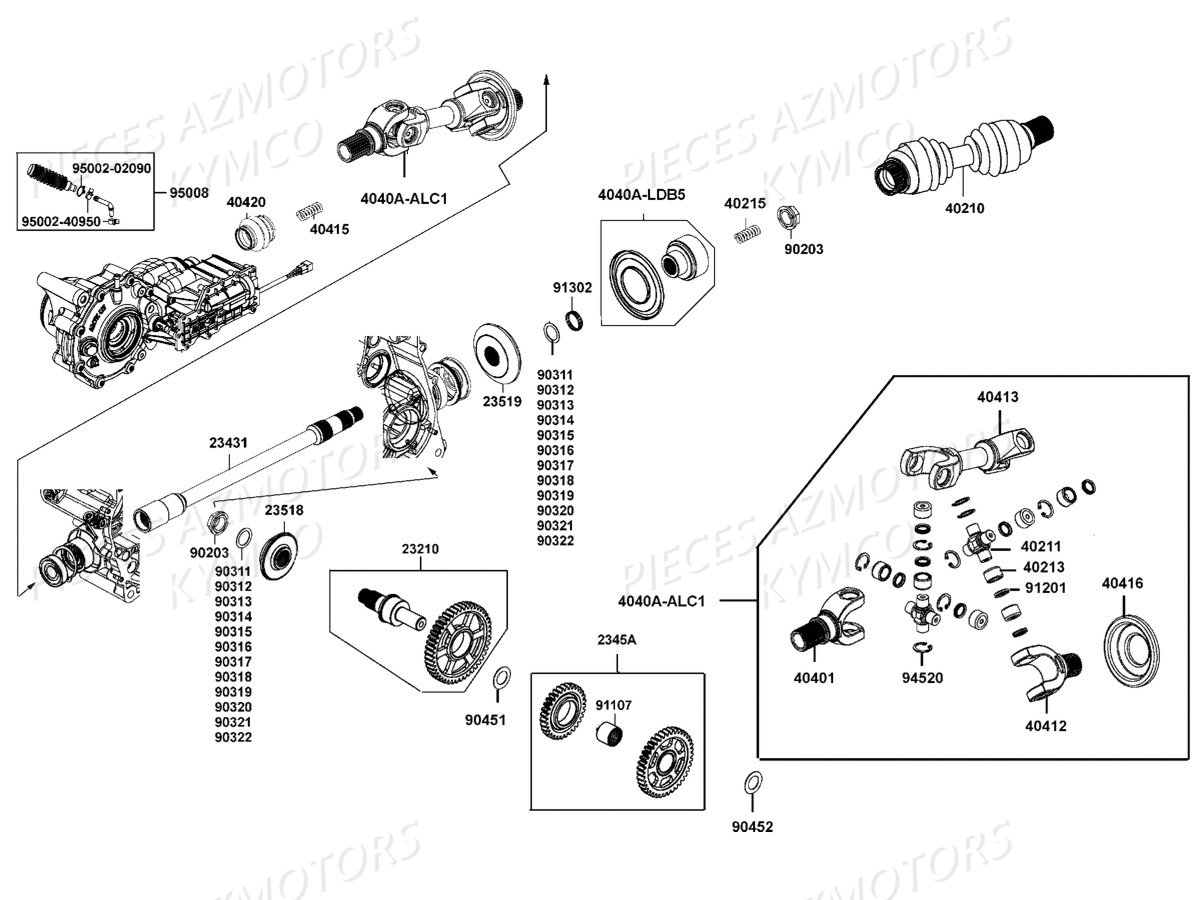 ARBRE_DE_PONT KYMCO Pièces MXU 550I IRS 4T EURO2 (LEA0AF)