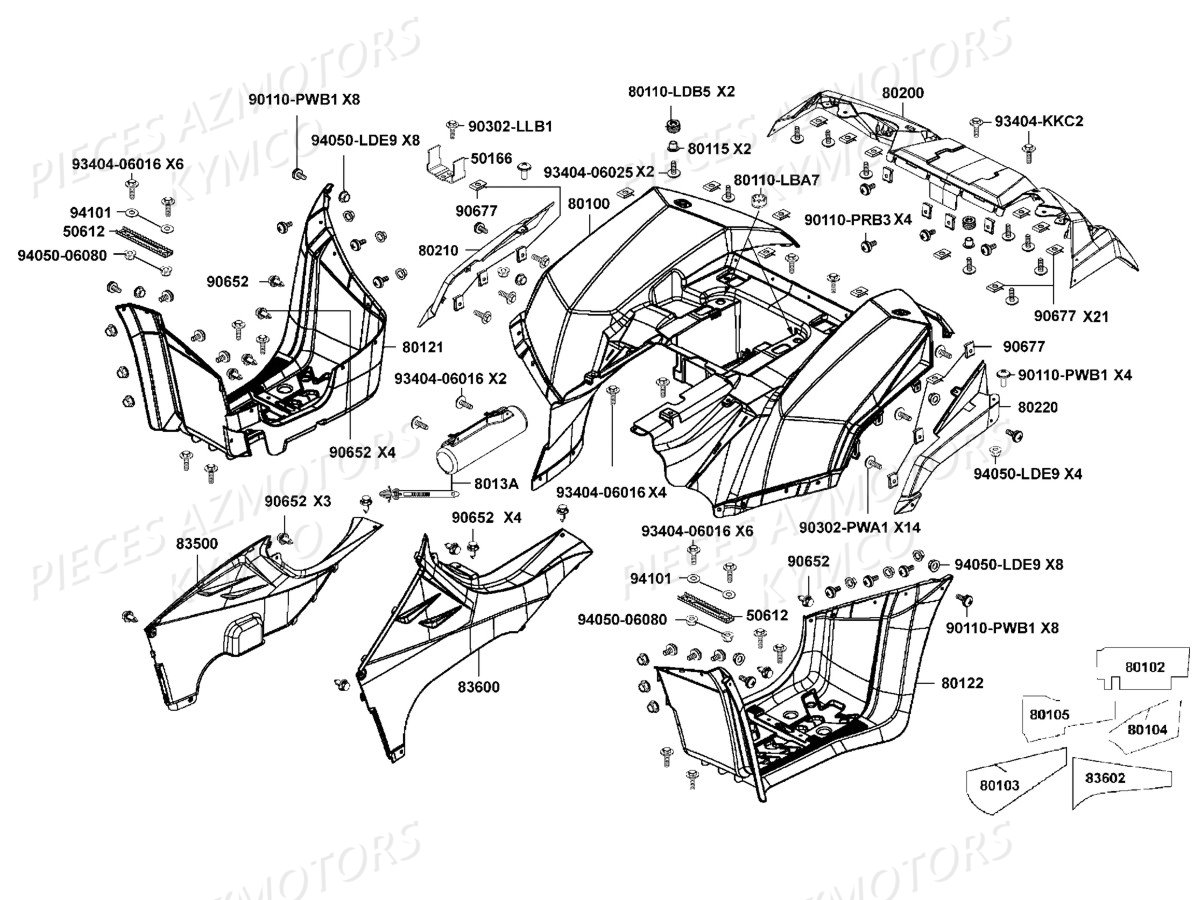 CARENAGES_ARRIERE KYMCO Pièces MXU 550I IRS 4T EURO2 (LEA0AF)