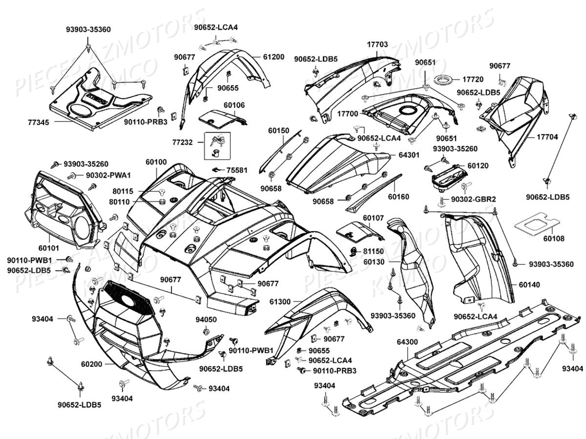 Carenages Avant KYMCO Pièces MXU 550I IRS 4T EURO2 (LEA0AF)