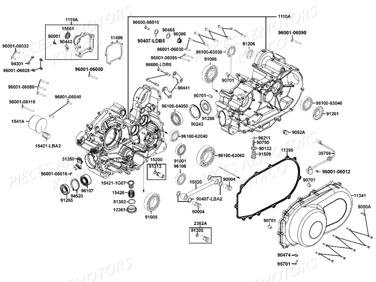 CARTERS_MOTEUR KYMCO Pièces MXU 550I IRS 4T EURO2 (LEA0AF)