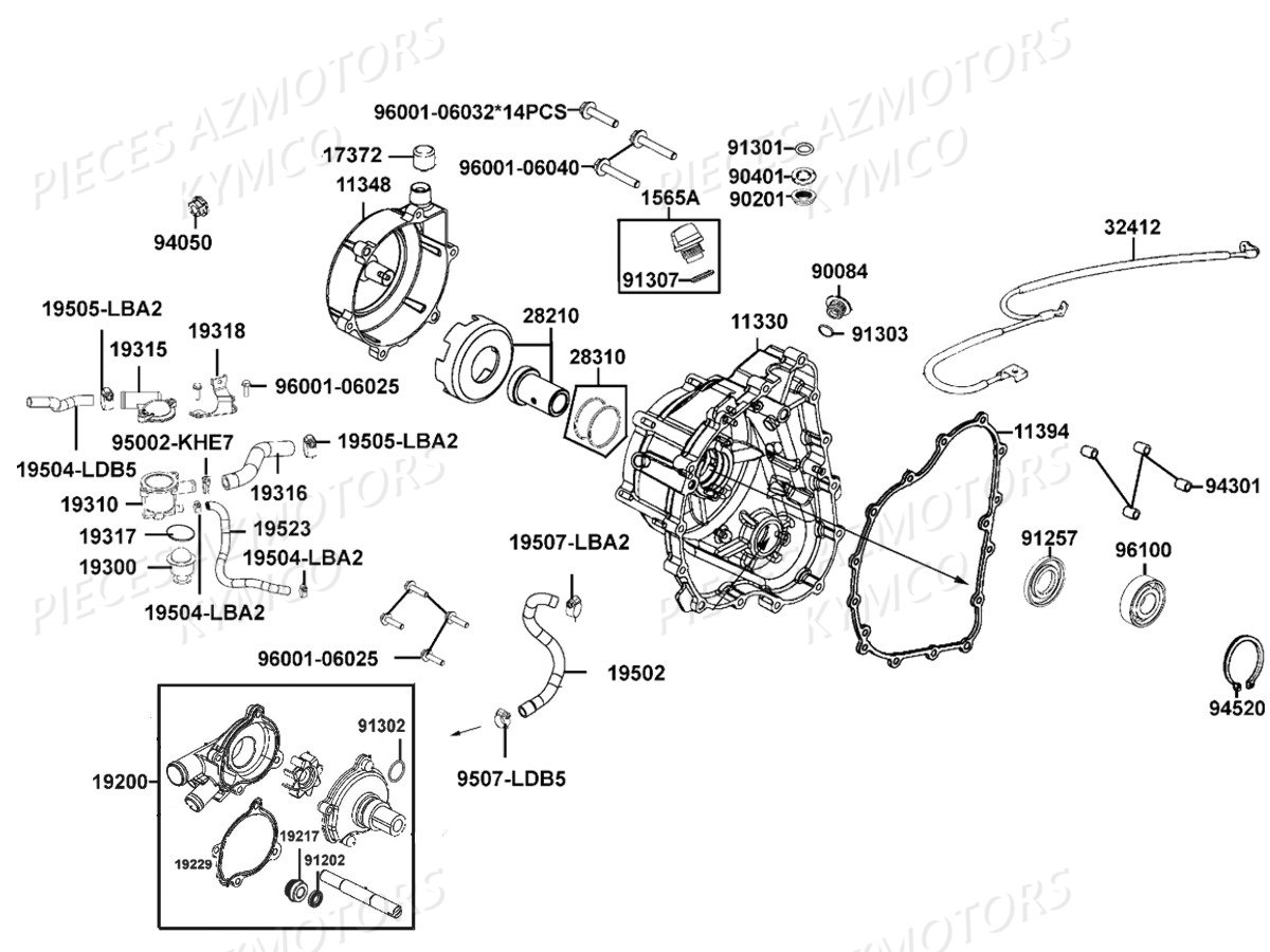 Carter Droit Pompe A Eau KYMCO Pièces MXU 550I IRS 4T EURO2 (LEA0AF)