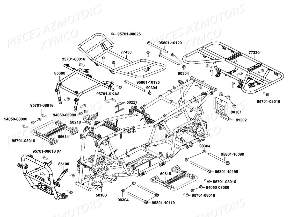 Chassis Porte Paquets KYMCO Pièces MXU 550I IRS 4T EURO2 (LEA0AF)