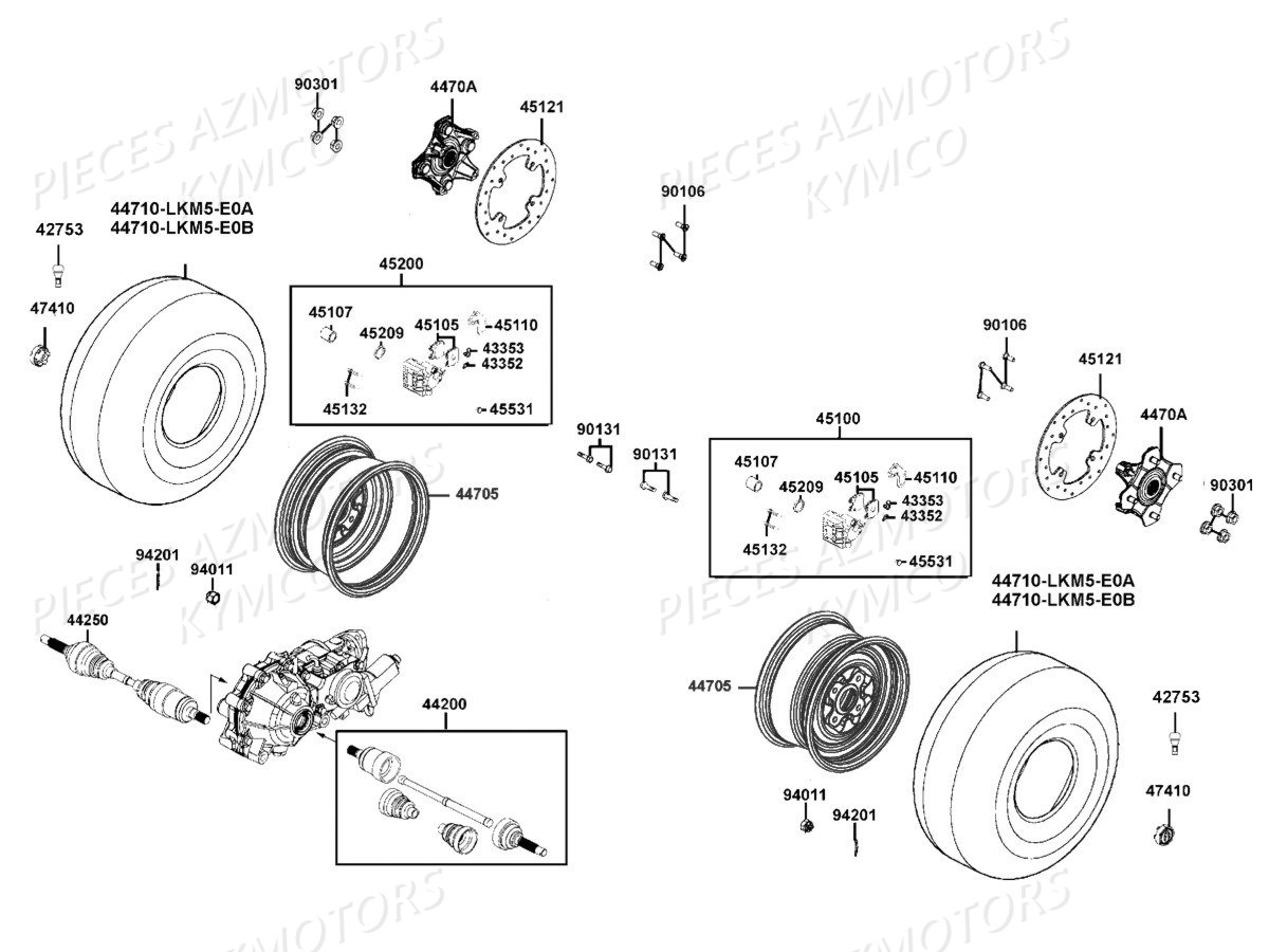 ROUES_AVANT KYMCO Pièces MXU 550I IRS 4T EURO2 (LEA0AF)