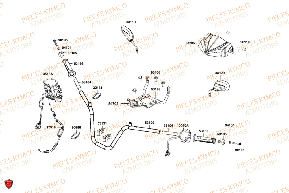 Guidon KYMCO Pièces MXU 550i IRS 4T T3B (LEA0JG)