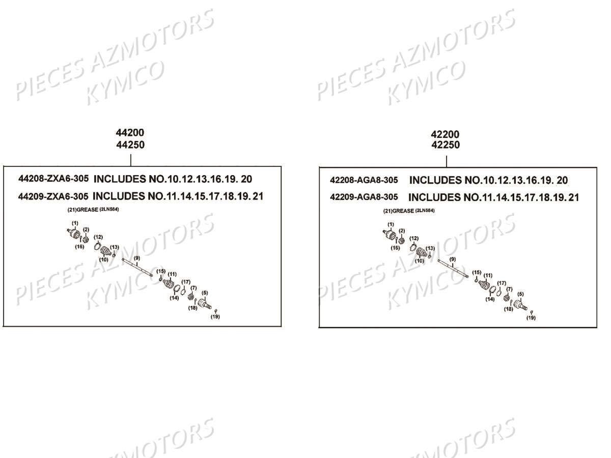 Cardan Detail KYMCO Pièces MXU 550I IRS 4T T3B (LEA0JF)
