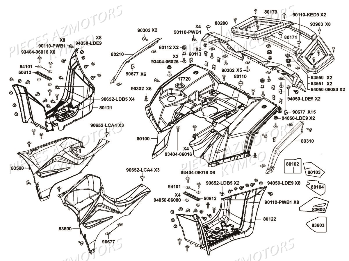 Carenages Arriere KYMCO Pièces MXU 550I IRS 4T T3B (LEA0JF)