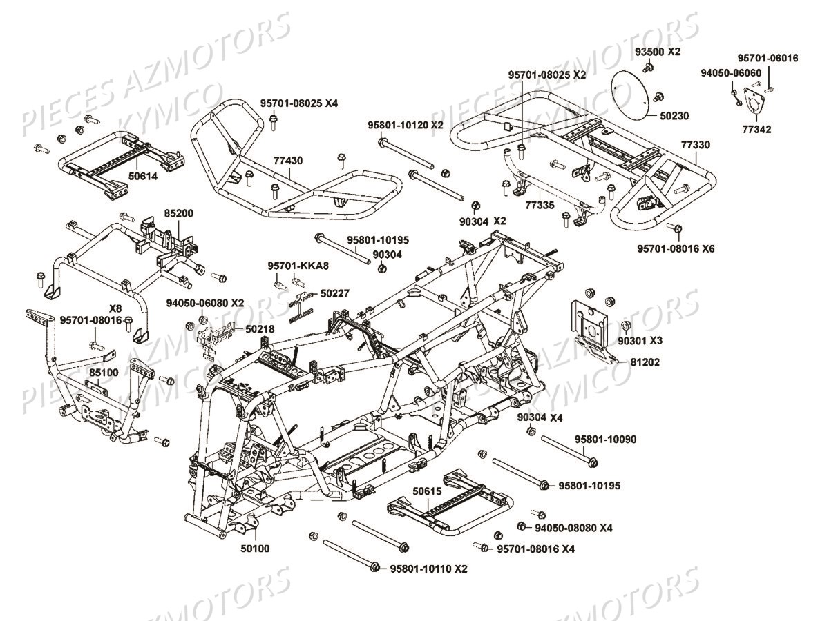Chassis Porte Paquets KYMCO Pièces MXU 550I IRS 4T T3B (LEA0JF)