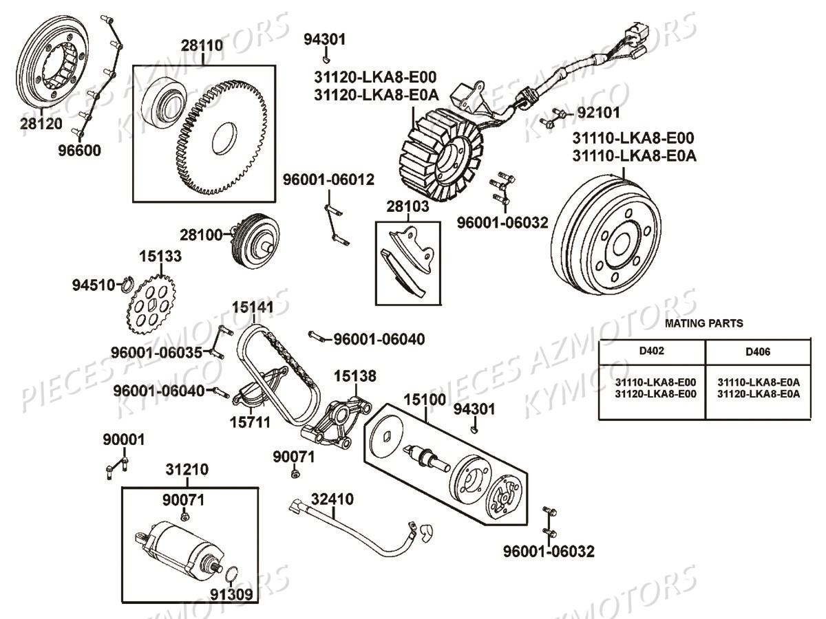 Demarreur Allumage Pompe A Huile KYMCO Pièces MXU 550I IRS 4T T3B (LEA0JF)