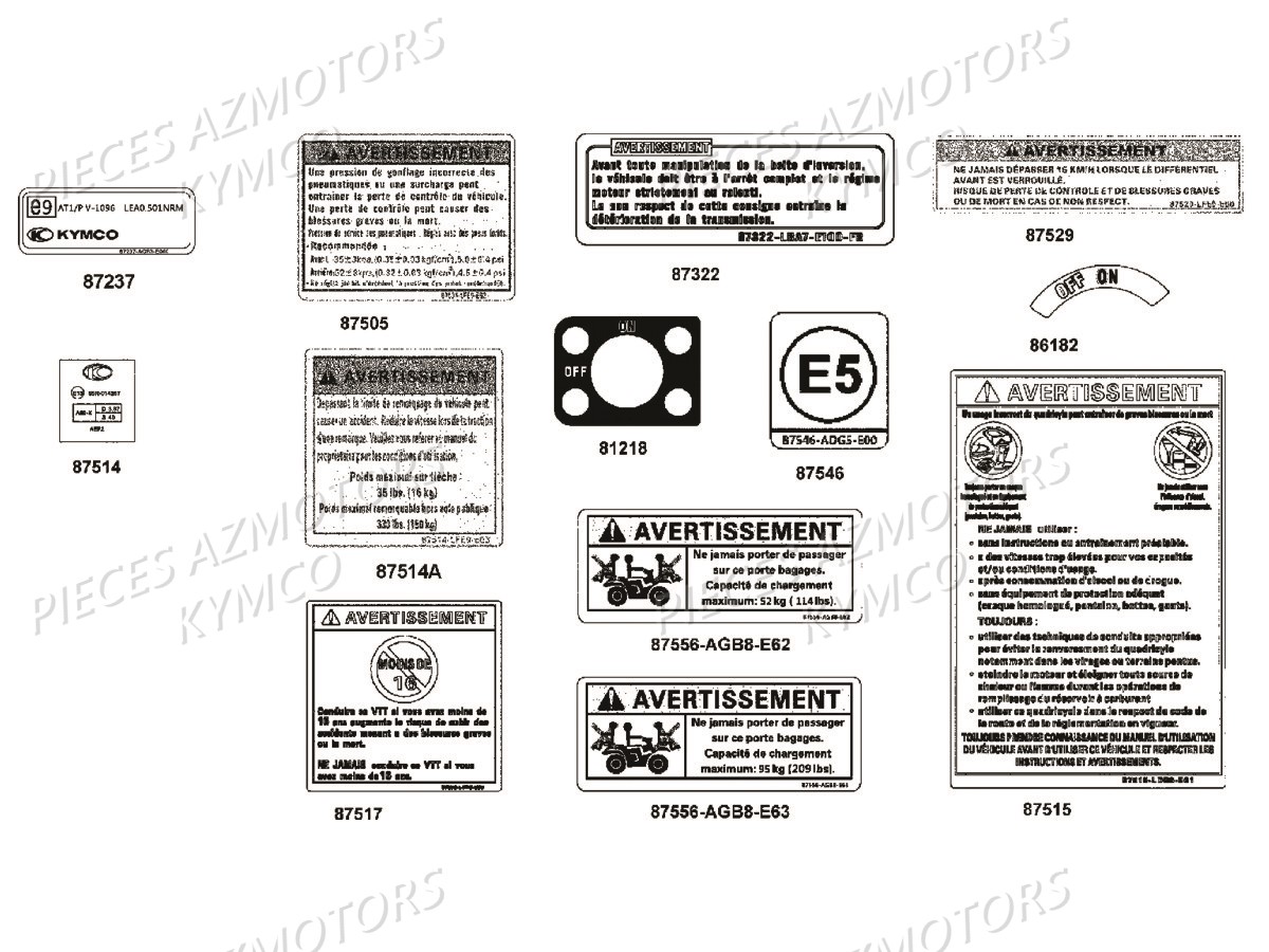 Label De Securite KYMCO Pièces MXU 550I IRS 4T T3B (LEA0JF)